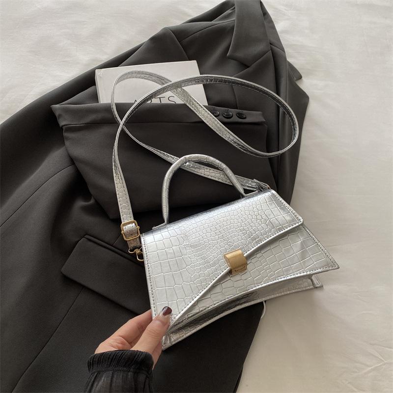 Niche Design Women'S Bag Retro Crocodile Pattern Lock Underarm Versatile Single Shoulder Crossbody Small Square Bag