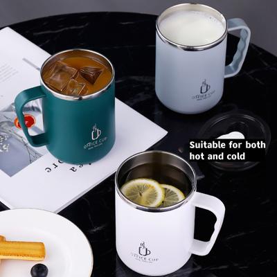 500ML Stainless Steel Mug With Lid Double Layer Coffee Milk Graduated Mouth Cup Creative Insulation Tea Mug Office Thermos Gifts