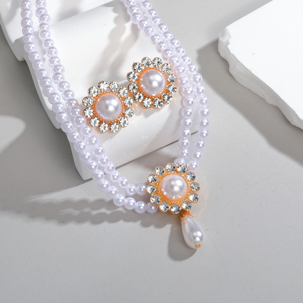 Special-Shaped Imitation Baroque Pearl Necklace Earrings Set Women'S Light Luxury Niche Simple Collarbone Chain Accessories Neck Chain