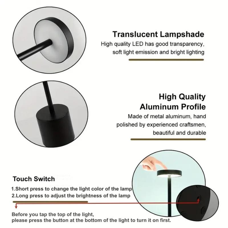 Creative Table Lamp USB Rechargeable Night Light 3 Color Adjustable Temperatures Modern Style LED Night Light Bar Outdoor Decor