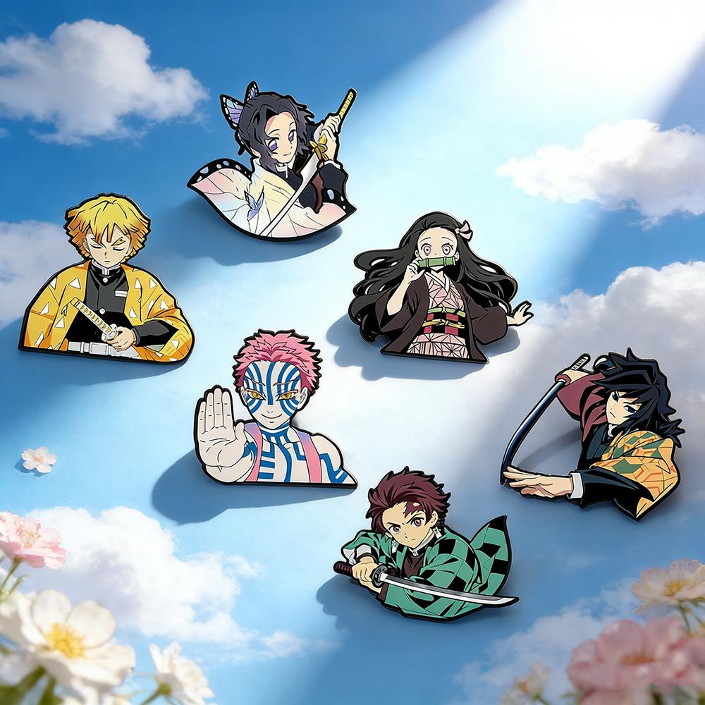 

Hot 6Pcs Cartoon Comic Strip Brooch Creative Nezuko & Tanjirou Enamel Pin Metal Badge Jewelry Clothing Backpack Accessories Gift