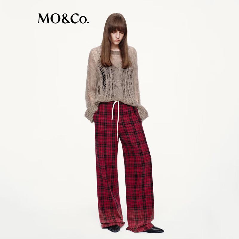 MO&Co. Women's MBE3PATT11 Rock Style High-Waist Casual Trousers
