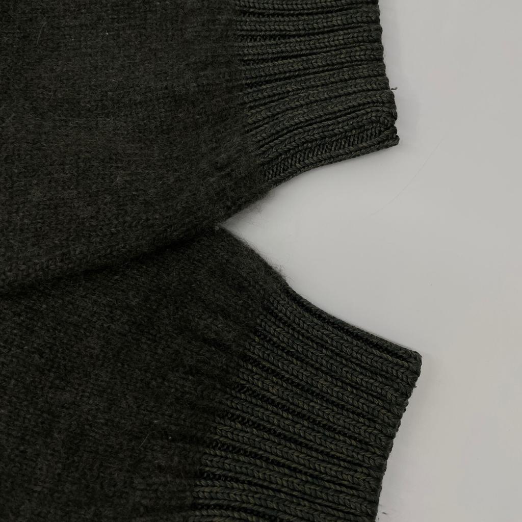 HERMES 16AW Khaki cashmerex mohair V-neck ribbed oversized knit tops 34 grayUsed