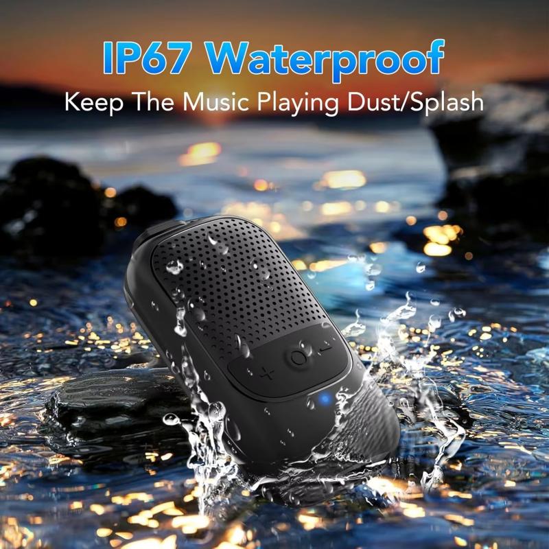 Mini Wearable Bluetooth Speaker Clip-On Wireless Portable Speakers Built-in ENC Mic Hands-free Call For Work Outdoors Sports