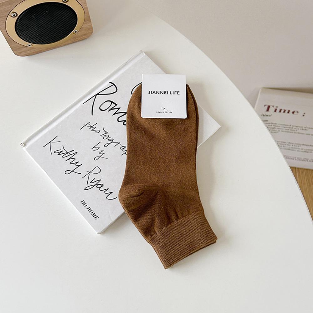 

Solid Color Short Socks Cotton Cotton Socks Soft Women s Socks Summer кавовий
