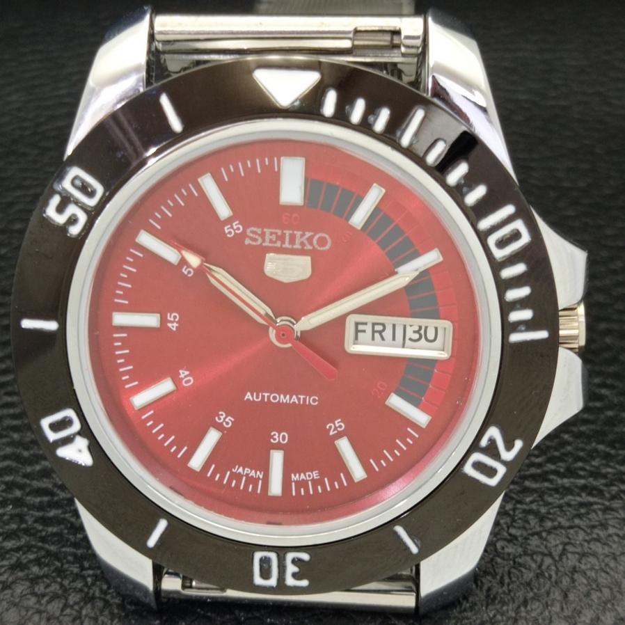 MĘSKI ODNOWIONY SEIKO 5 JAPAN 6309A AUTOMATYCZNY CZERWONY ZEGAREK NA RĘKĘ a426508-2