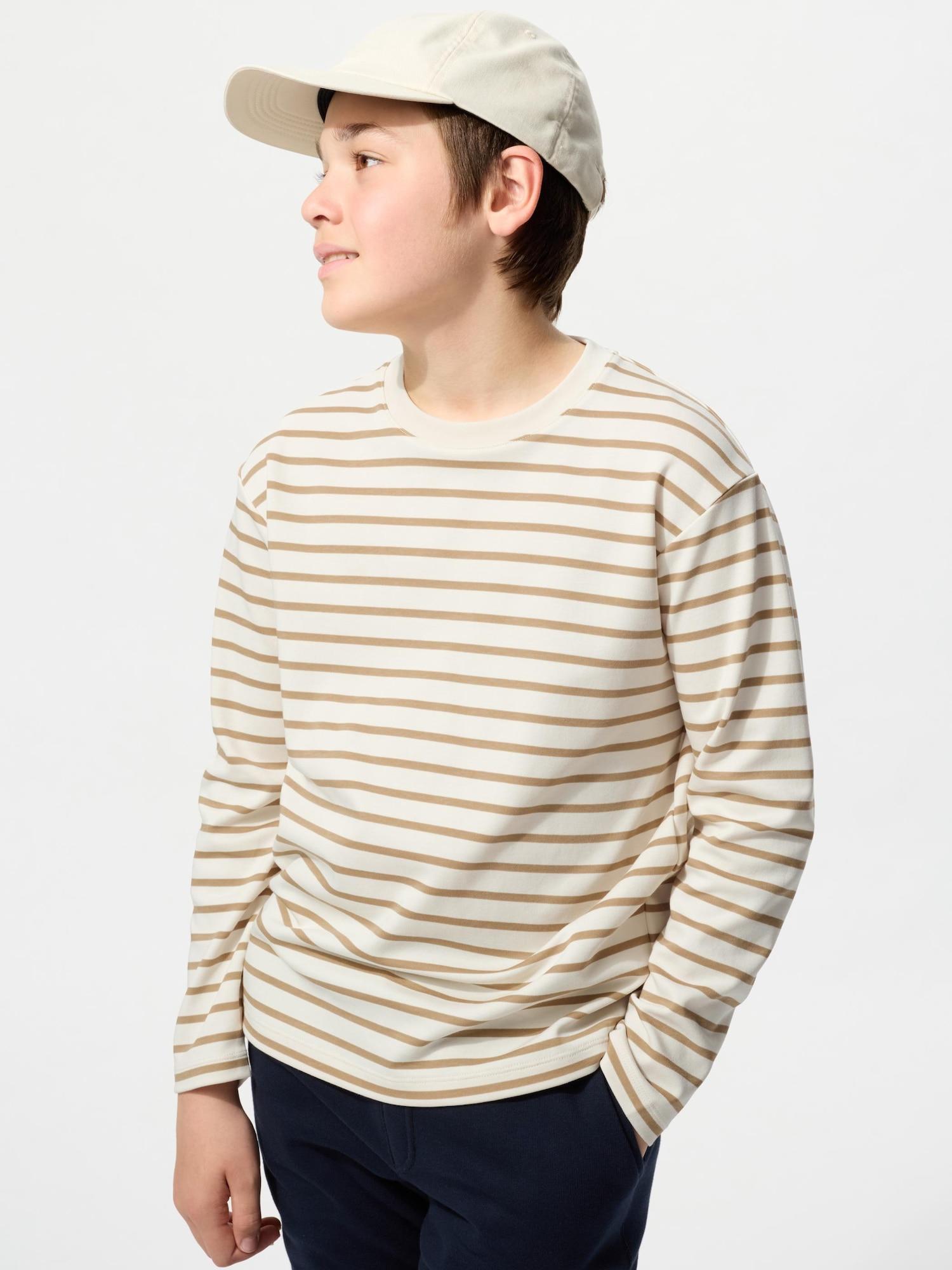 

Uniqlo Kids Airism CoTTon Crewneck T с длинным рукавом Border 31 BEIGE/KIDS 150