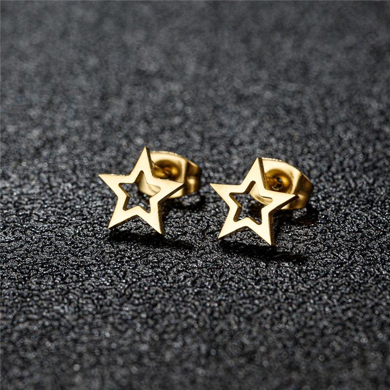 Stainless Steel Geometric Stud Earrings for Women Minimalist Circle Triangle Star Ear Studs Horseshoe U Shaped Earings oorbellen