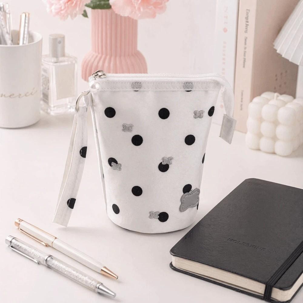 Durable Polka Dot Jewelry Bag Lightweight Large-capacity Black White Makeup Bag Multifunctional Portable Storage Bag Travel Use