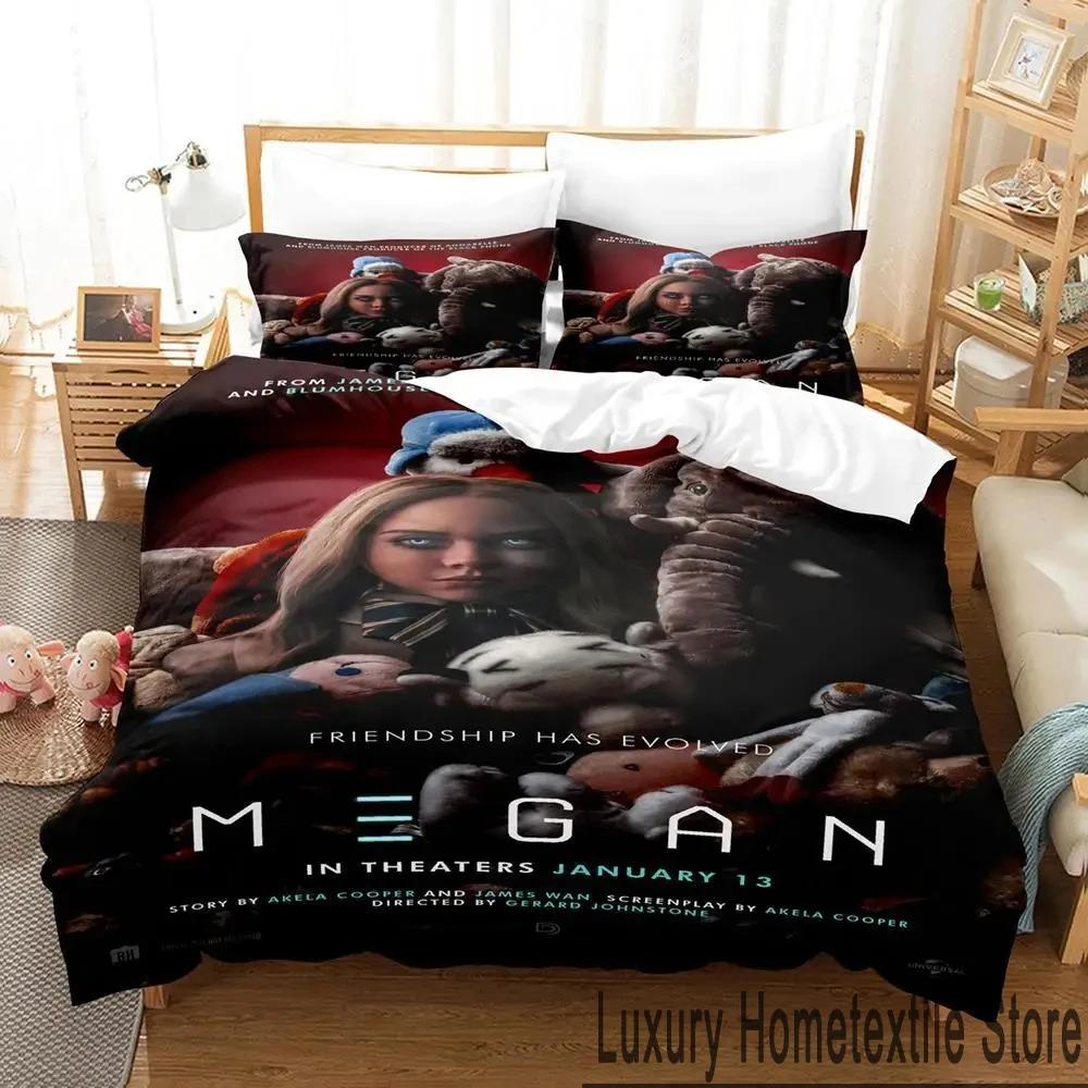 3D Tisk M3GAN Film Ložní souprava Chlapci Dívky Twin Queen King Size Povlak na přikrývku Povlak na polštář Postel chlapci Dospělí Domácí textil