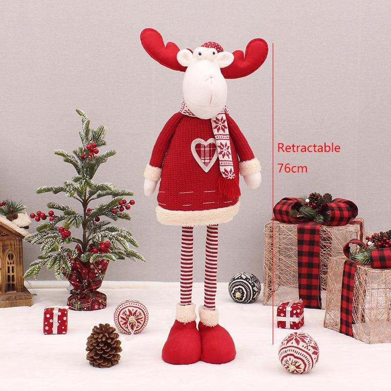 Cross-border Christmas Explosions Standing Retractable Santa Claus Snowman Elk Deer Fabric Doll Doll
