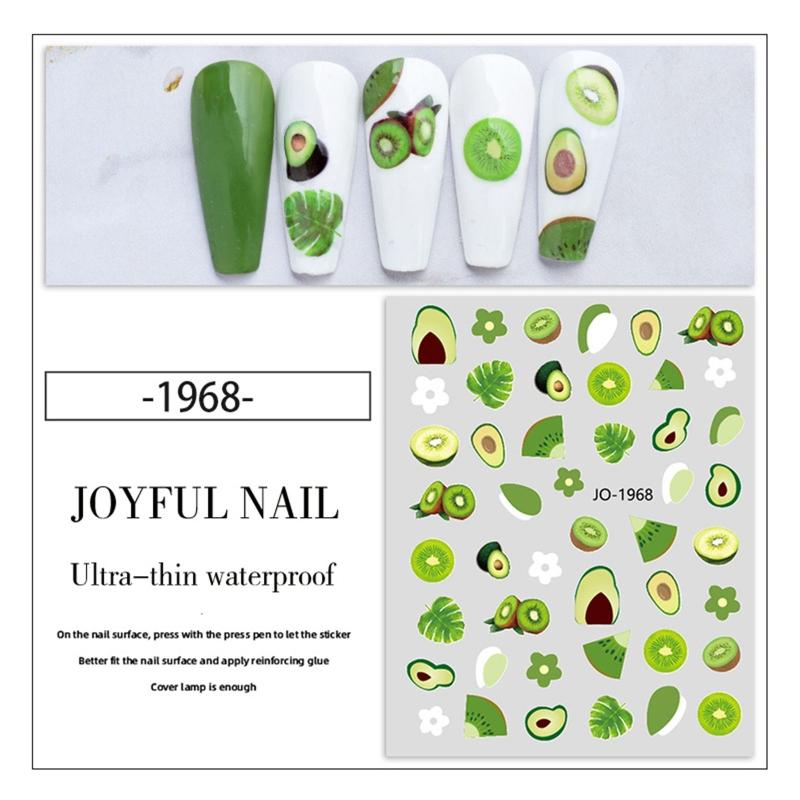 6Sheet Summer Fruit Nail Stickers Decals For Self-Adhesive Nail Art Stickers For Gel Polish DIY Nail Art Decorat