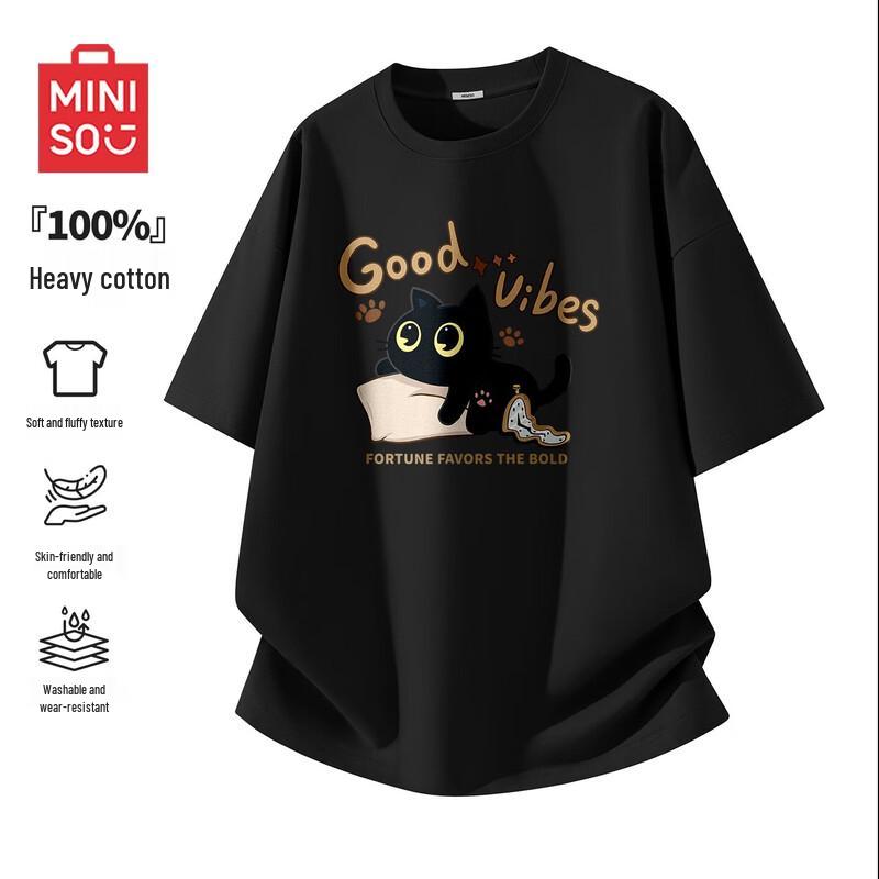 MINISO Men s Heavyweight Pure Cotton Crew Neck T-Shirt XL
