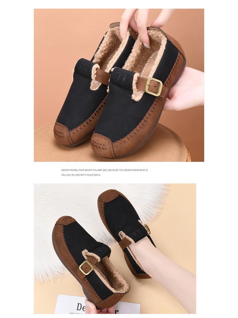 2025 Winter Fashion Women's Fleece-Lined Non-Slip Flat Shoes