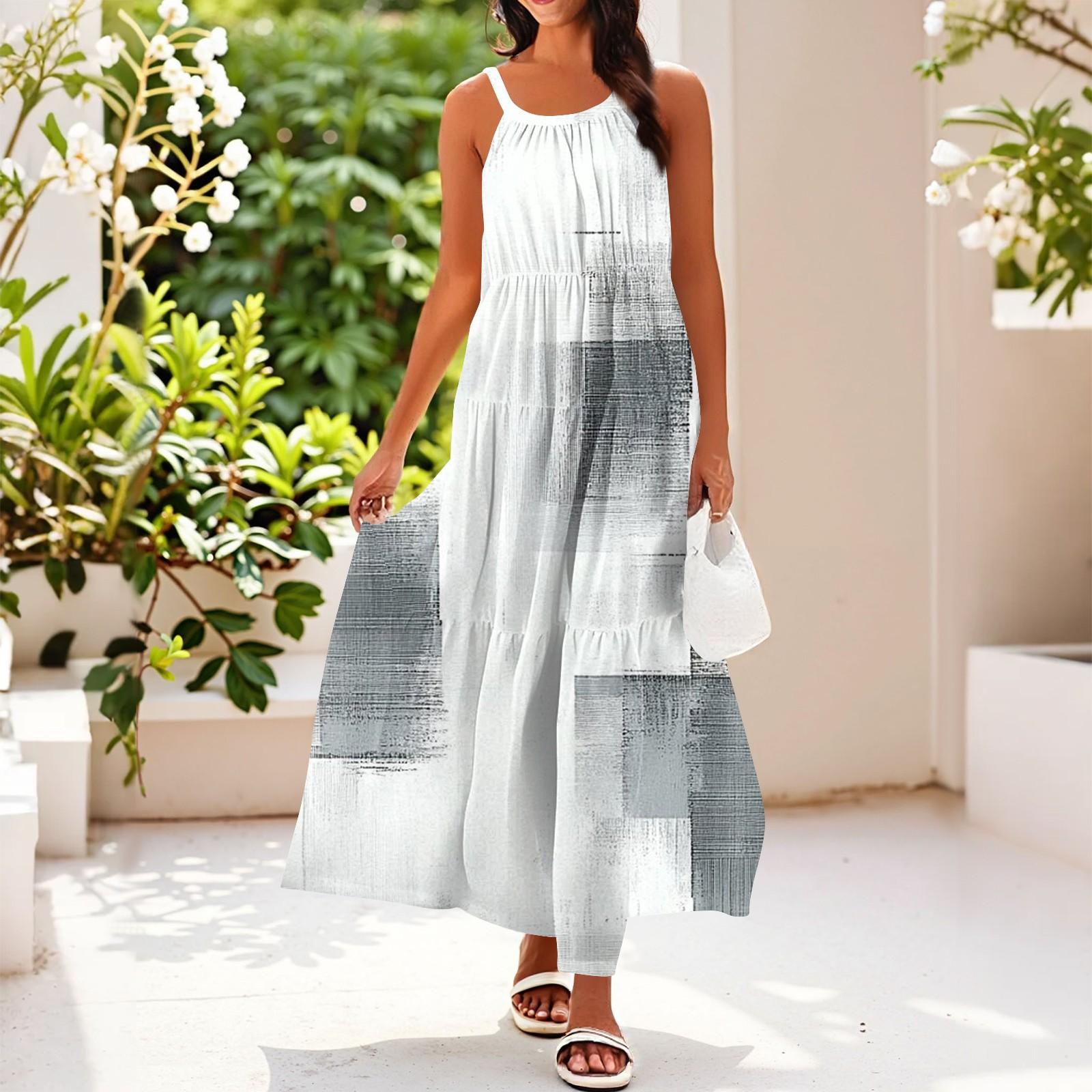 

Женское летнее повседневное модное платье без рукавов на подтяжках S