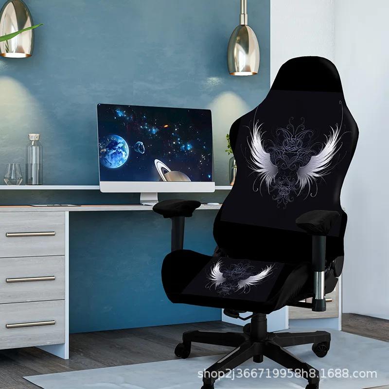 Halloween Gaming Chair Cover Pumpkin Ghost Print Office Chair Cover Set Suitable for Home Gaming Chairs Halloween Decoration