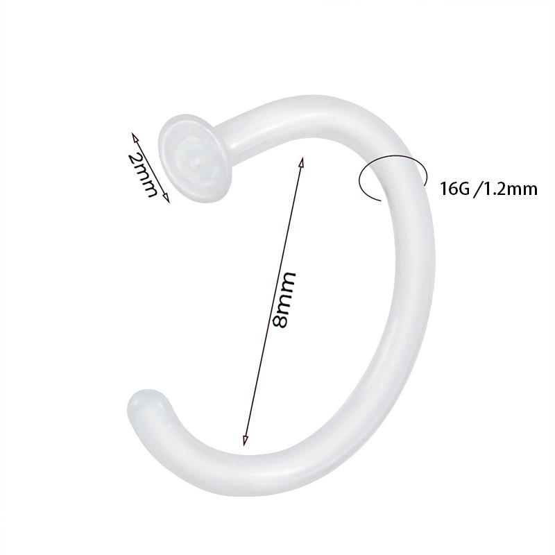 Transparent C-Shaped & L-Shaped Curved Glass Nose Rings - Invisible Piercing Jewelry