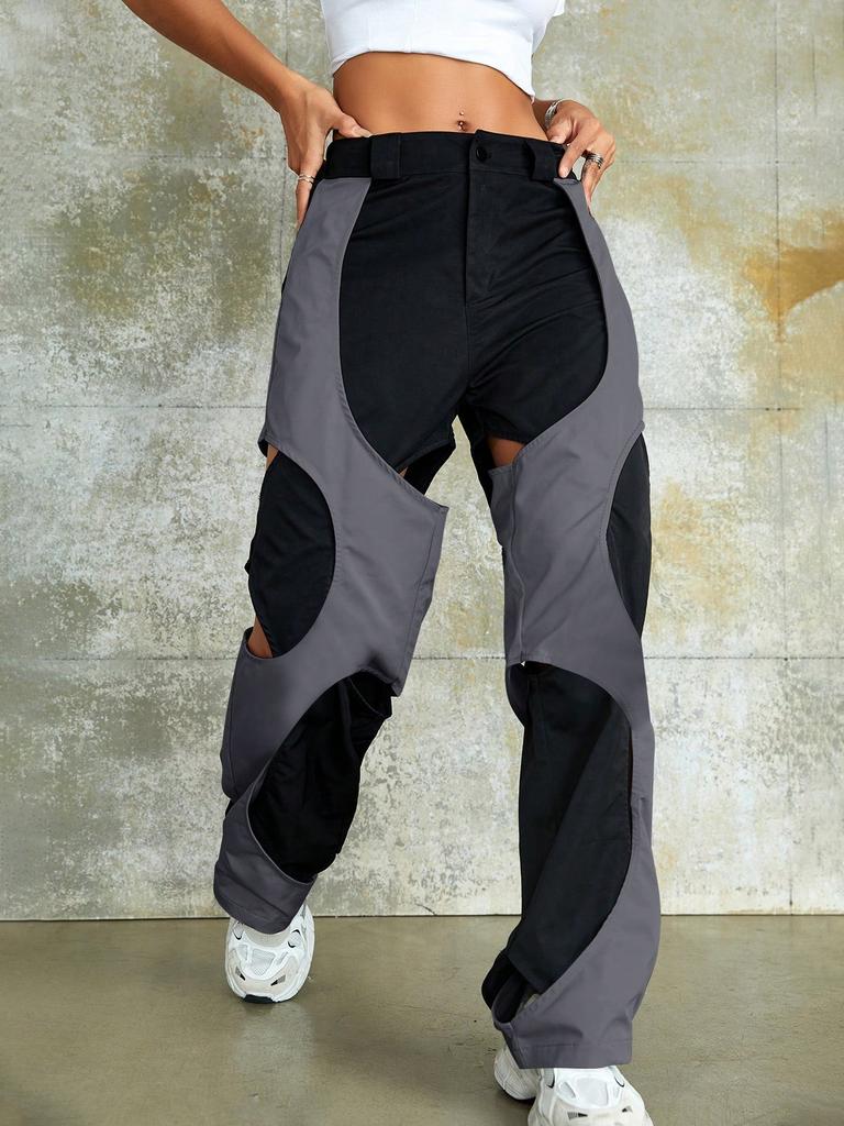 Rose Beauty A Rave Two Tone Cut Out Cargo Pants