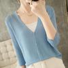 Ice Silk V-Neck Cutout Long Sleeve Summer Cardigan & Sun Protection Cover-Up for Women