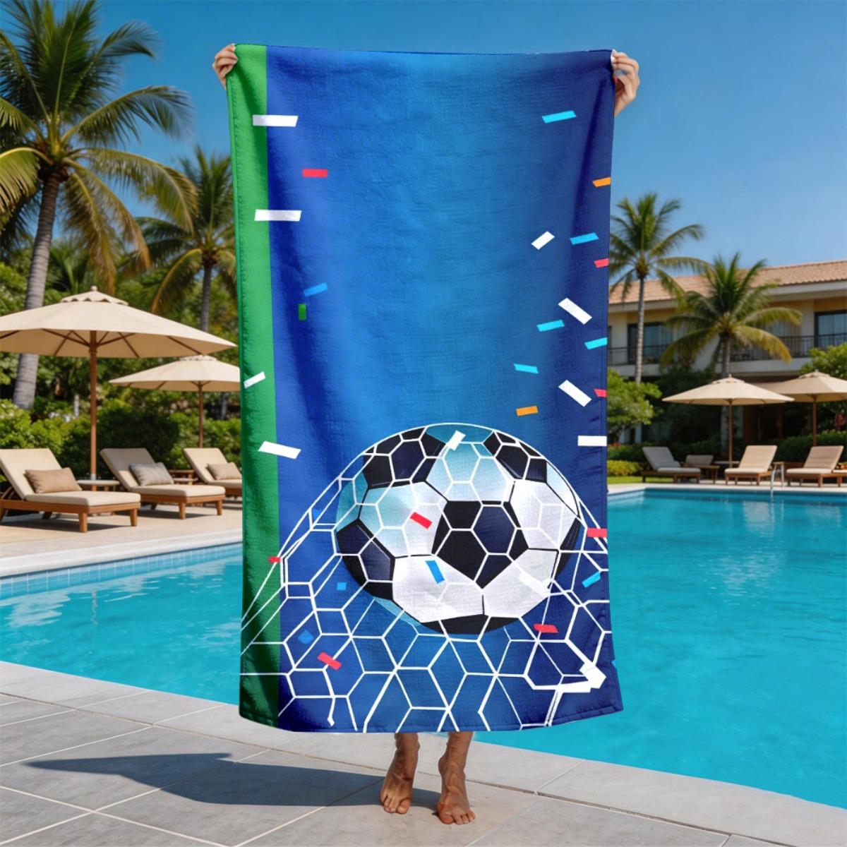 

Football Goal Celebration Theme polyester microfiber beach towel is highly absorbent, suitable for swimming and beach outings W30*H60(CM)
