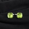 Natural Peridot Gemstone 925 Sterling Silver Handmade Jewelry Cushion Cut Cufflink 1" For Men's Shirt CL-9-9