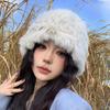 Rabbit Hair White Plush Hat for Women Autumn Winter Warm Ear Protection Woolen Hats Fur Knitted Caps