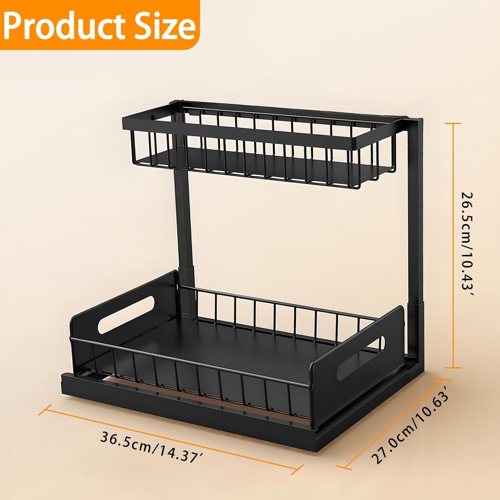 1/2 Pieces Double-layer Kitchen Sink Storage Rack, Sliding Pull-out Cabinet Finishing Rack, Metal Drawer