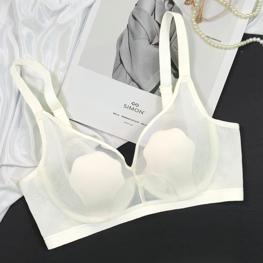 Cat's claw crystal cup underwear women's big breasts show small thin lace mesh yarn gathers and closes the secondary breasts to adjust the bra.