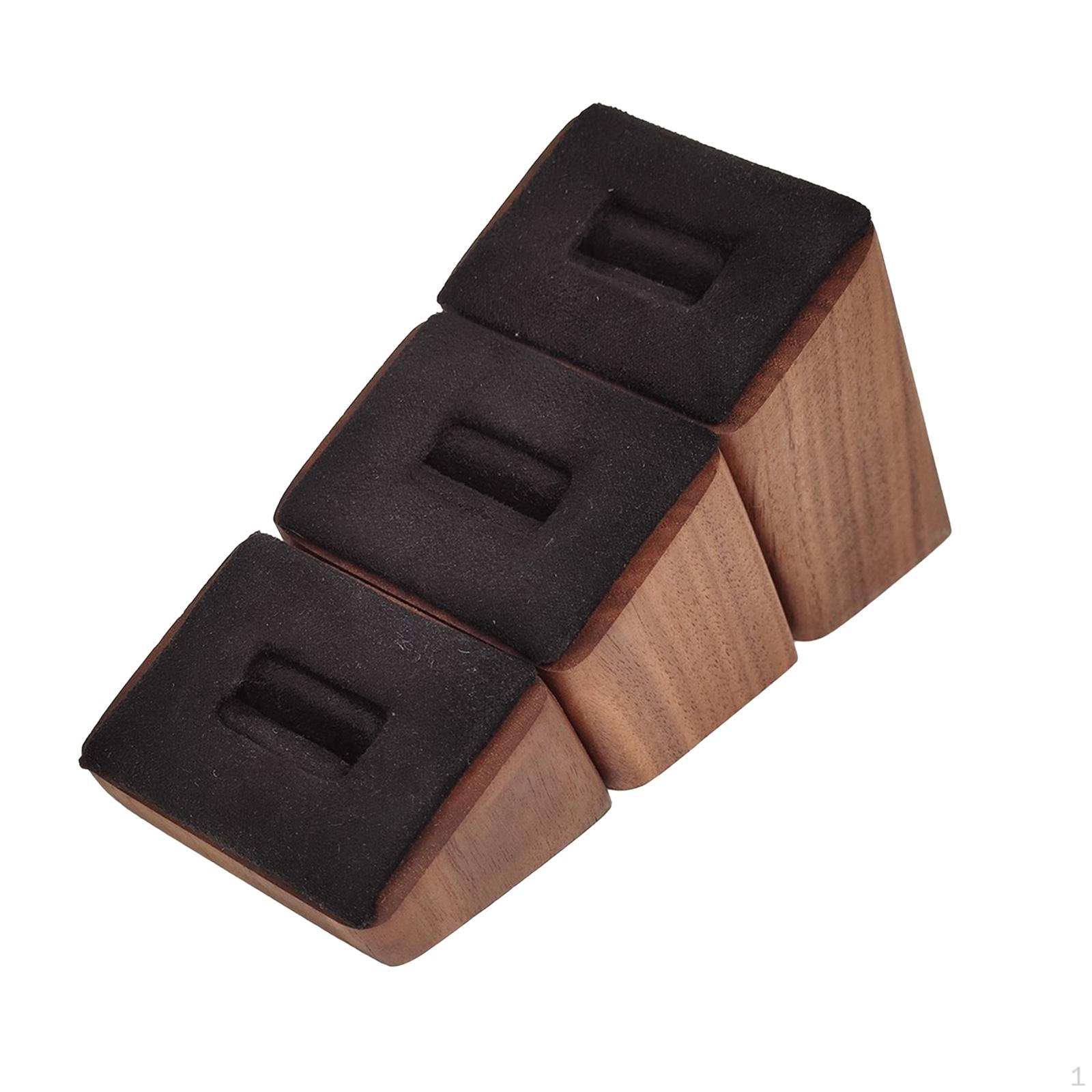 3 Pieces Ring Display Holder Rings Wooden Drawer Cabinet Countertop Tray Freestanding чёрный