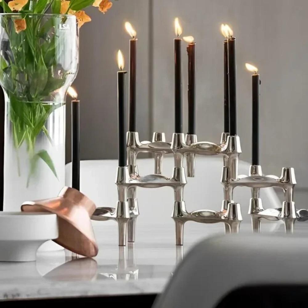 Metal Molecular Structure Candle Holder Nordic Triangle Candlestick Home Decore Candelabra Gift