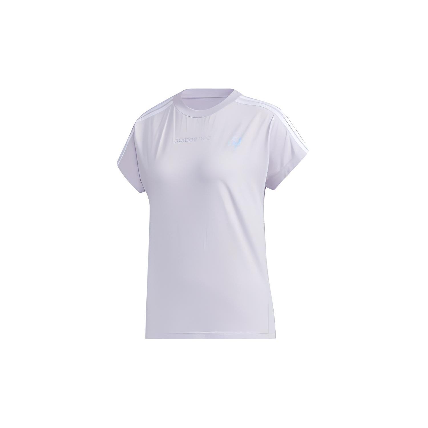 (WMNS) adidas neo Casual Sports Short Sleeve Purple White Women s GJ5352 S
