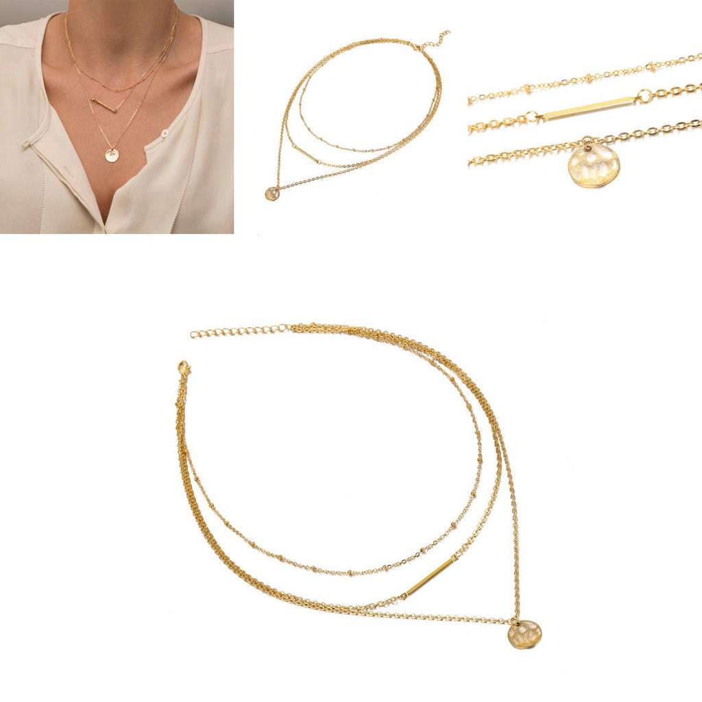 Trendy Gold Multi-layer Alloy Necklace With Geometric Design For Stylish Women Gifts