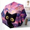 1pc Van Gogh Cat Automatic Open 8-Rib Windproof Umbrella, Travel & Commuting, Suitable for All Seasons