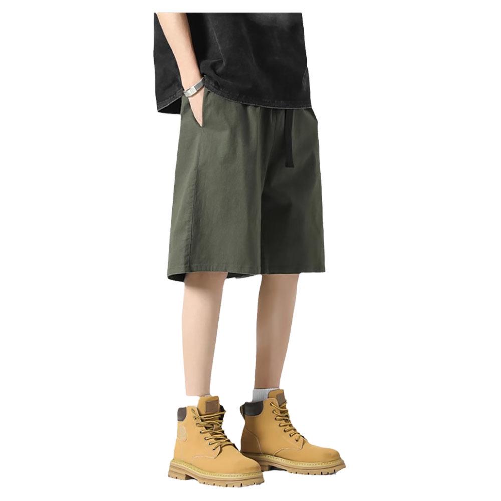 Men's Army Green Cotton Casual Work Shorts - Summer Loose Fit