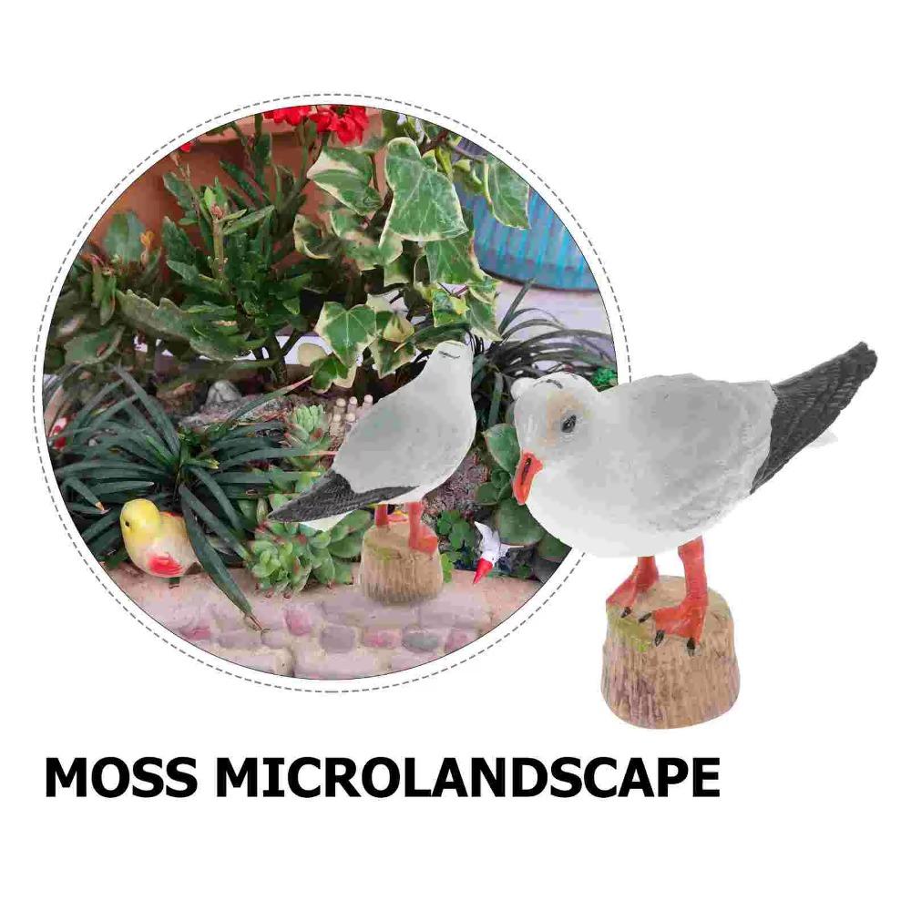 2 Pcs Unique Red-billed Gull Model Miniature Simulation Seagull Sculpture  Table
