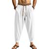 Men's Linen Loose Fit Color Wide Leg Pants with Tapered Hem for Business Casual