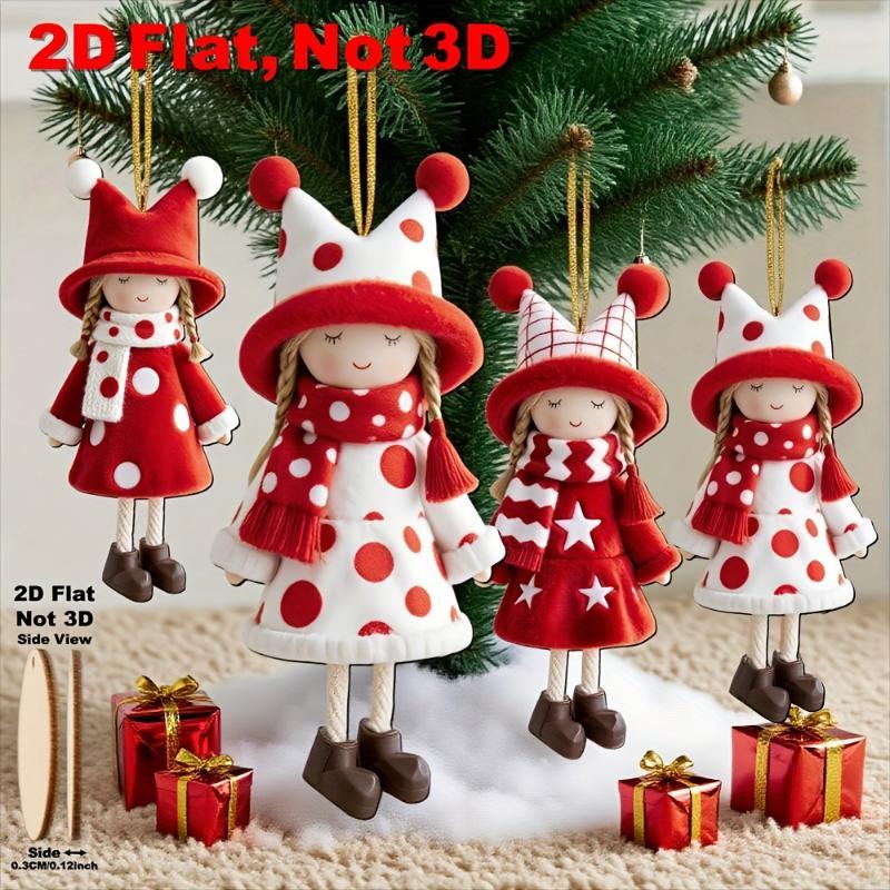 16Pcs Christmas Doll Decorations Classic Red White Winter Themed Ornaments for Xmas Tree Party Home Office Decor