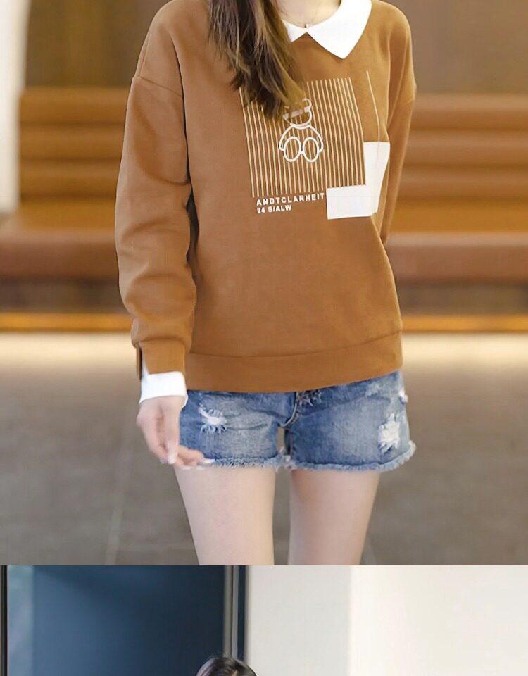 Women's Petite Lapel Polo Hoodie - 2026 Spring/Autumn Loose Fit Plus Size Fashion T-Shirt