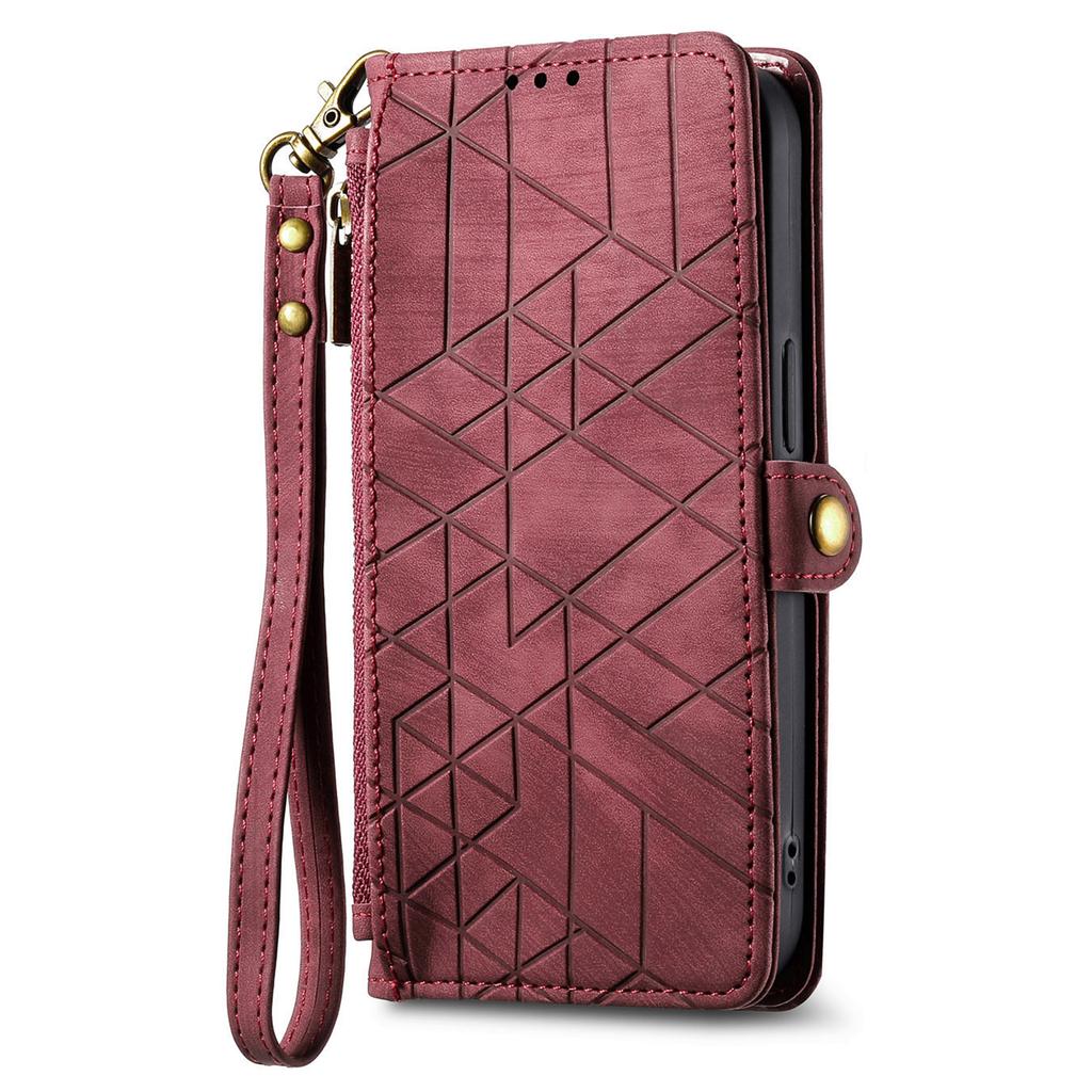 For Samsung Galaxy A56 5G Case Zipper Wallet Geometry Lines Leather Phone Cover