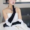 Elegant Fingerless Gloves Ruffle French Unique Outfits Long Gloves for Flapper Bride Wedding Dancing Accessories