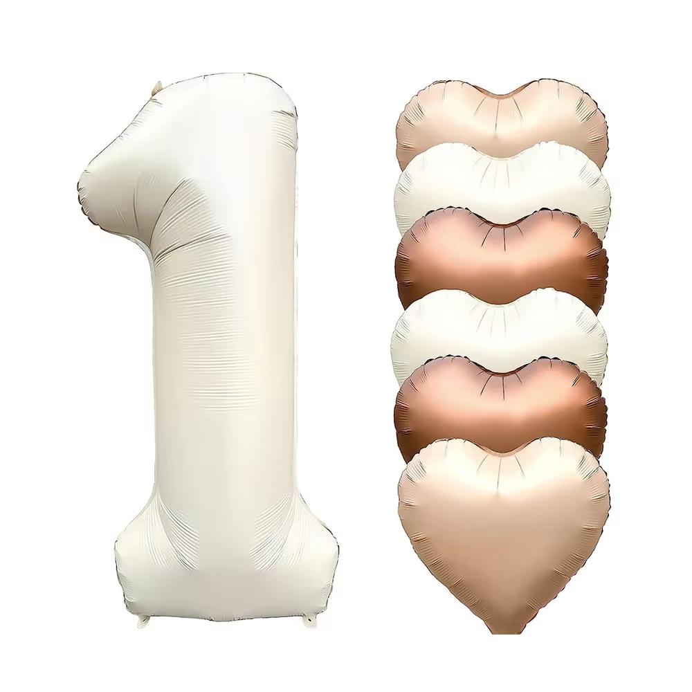 7pcs 32inch Number Balloons Set Helium Balloon with Big Heart Balloons for Girl and Boy 9th Year Old Birthday Party Decorations