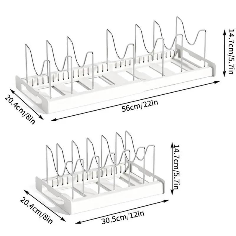 Organizzatori per armadietti da cucina Scaffale per pentole Scaffale per pentole espandibile in acciaio inossidabile Organizzatore per taglieri Ripiano per pentole per asciugatura