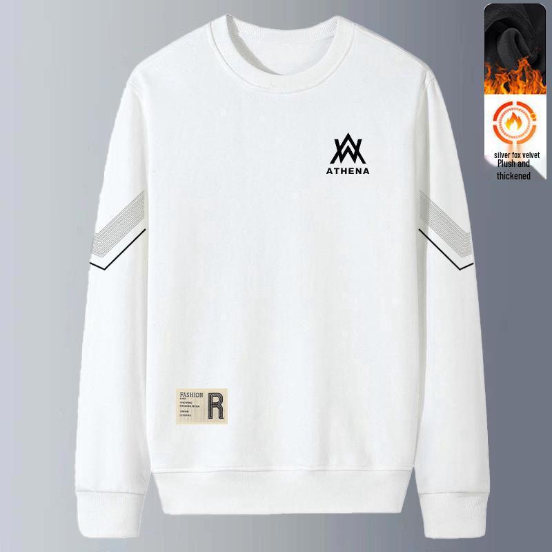 Men's Autumn/Winter Loose Long-Sleeve Sweatshirt - Trendy, Thick, Velvet Base Layer, Round Neck for Young Students