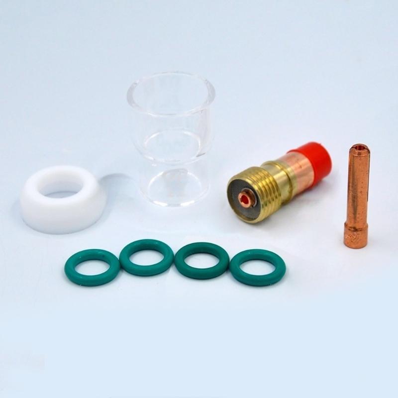 TIG Welding Torch Set Glass Cup Collet Gas Lens 1.6mm/2.4mm Welding Nozzle for WP17 WP18 WP26 Welding Torch
