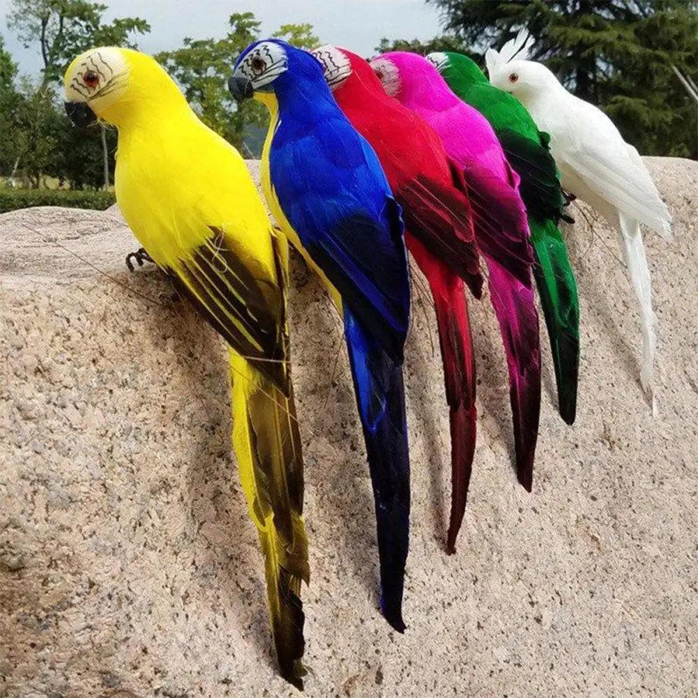 New 25cm 35cm Simulation Parrot Creative Feather Lawn Figurine Ornament Animal Bird Outdoor Garden Party Prop Decoration Miniatu
