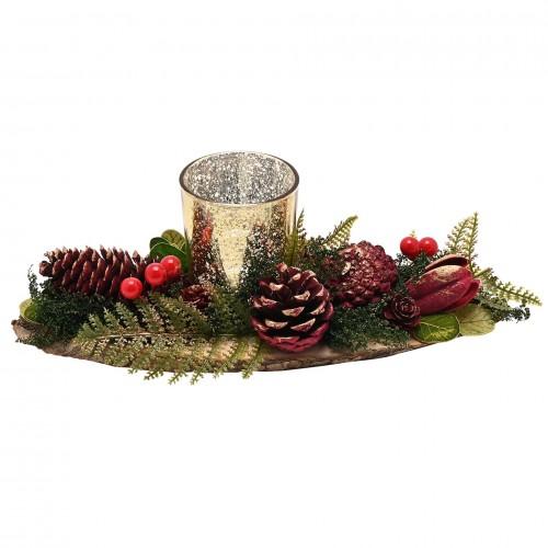 Regal Tidings Plum & Gold Candle Holder - Long Board