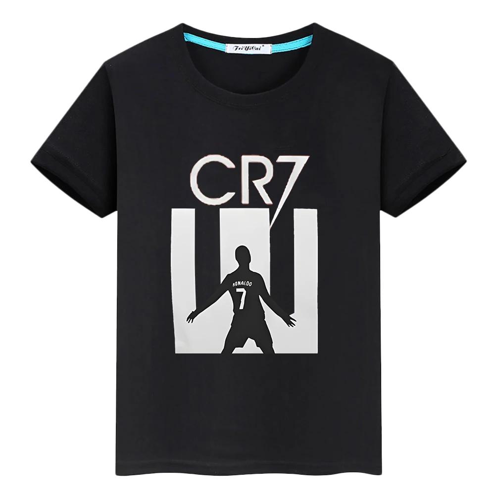 Football fan CR7 t shirt for kids boy 10years 100%Cotton anime Short y2k one piece Ronaldo print Tops pride tshirt kids clothes girls Fun Cute T-shirt