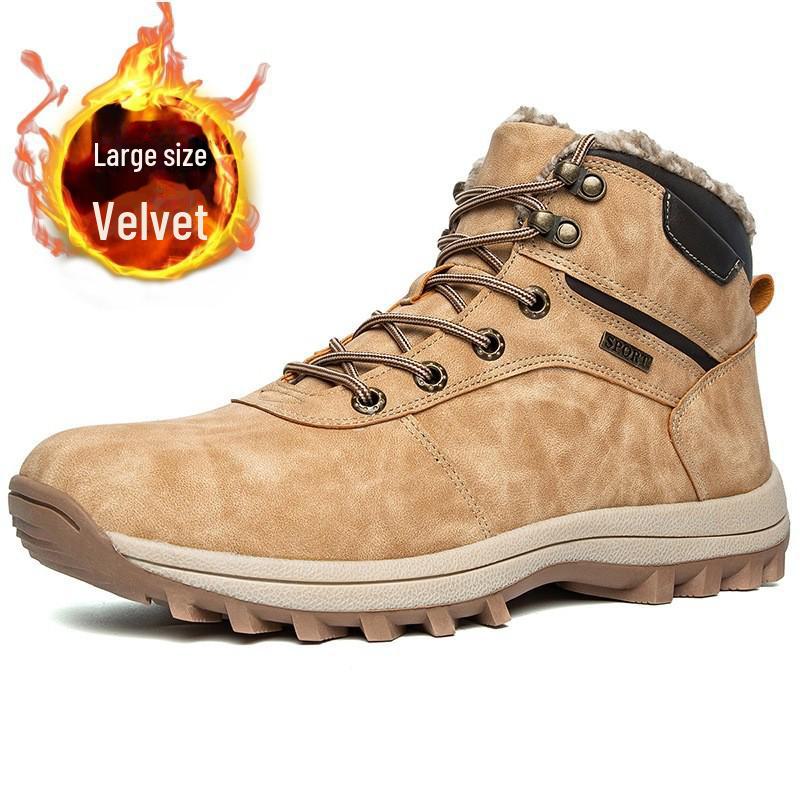 Men's 2025 Winter Velvet-Lined Snow Boots with Thick Soles - Warm Cotton Shoes for Teens In Cold Climates