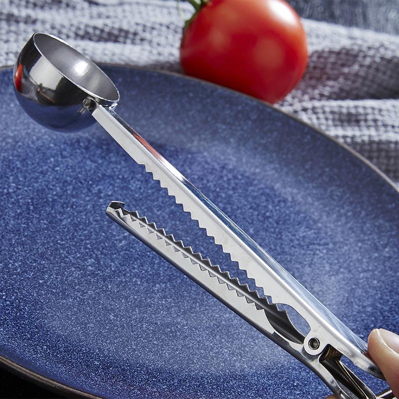 Stainless Steel Coffee Spoon with Clip Coffee Weighing Measuring Spoon Barista Coffee Accessories Scoop Spoon