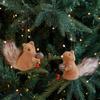 Squirrel Ornament Plush Squirrel Festive Charm Realistic Pine Cone Branches Animal Ornament For Window Outdoor Bookshelf Ceiling